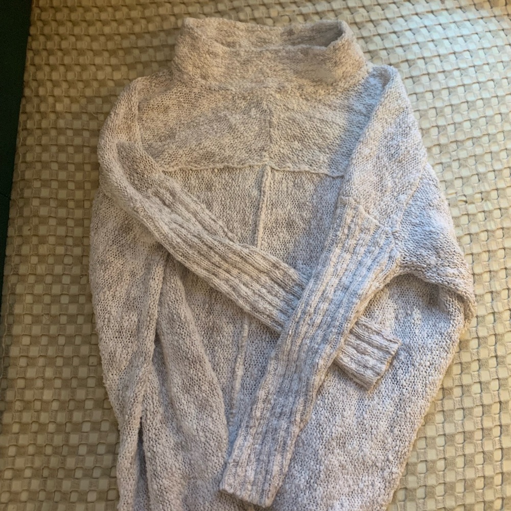 Free People Light Gray Cowl Neck Sweater